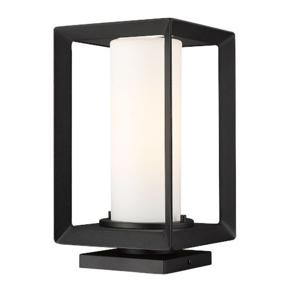 Smyth Natural Black One-Light Outdoor Pier Mount with Opal Glass Shade, image 3